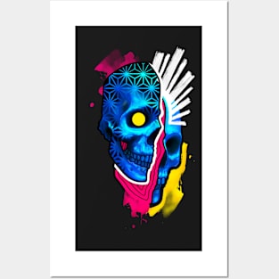 Abstract split skull Posters and Art